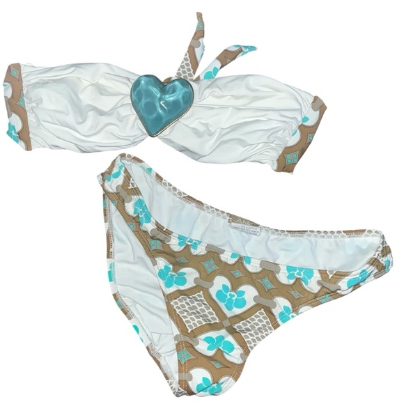 Ank By Marlo Sabrino Heart Bandeau Bikini swimsuit - Picture 1 of 4